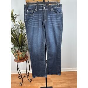 Cato Jeans Women's Size 18W Blue Denim Embellished Dark Wash Y2K Whiskering